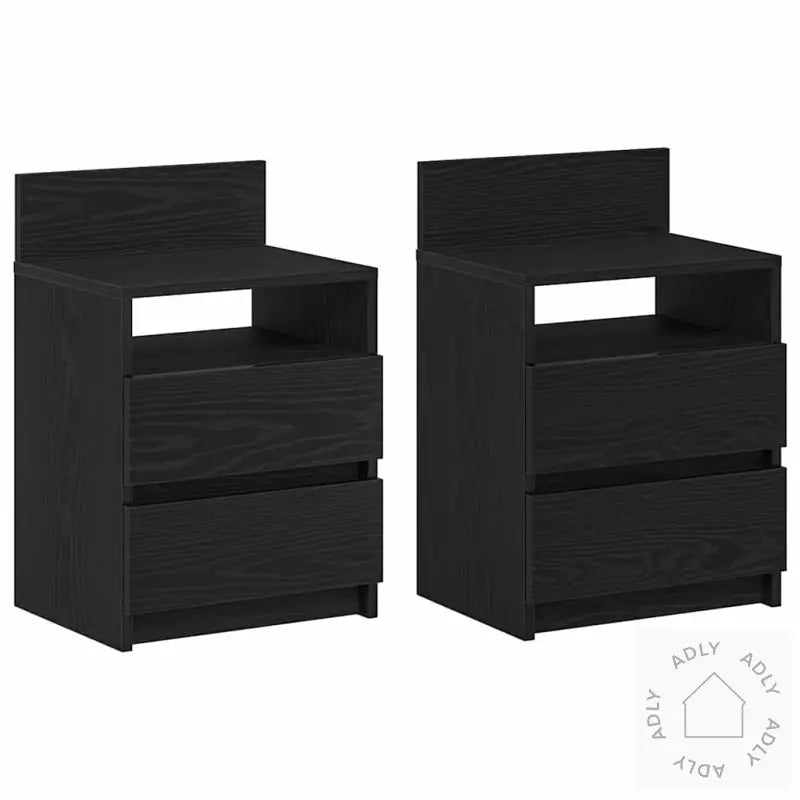 Nattbord 2 Stk Med 2 Skuffer Svart 40X33X60 Cm