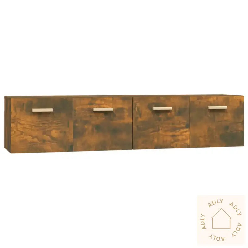 Veggskap 2 Stk Røkt Eik 80X35X36,5 Cm Konstruert Tre