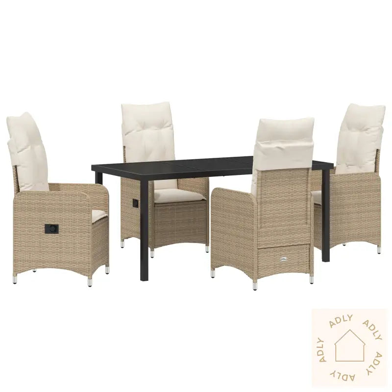5 Deler Hagedining-Sett Med Puter Beige Poly Rotting