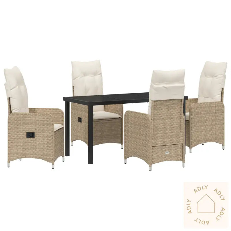 5 Delers Hage Spise Sett Med Puter Beige Poly Rottings