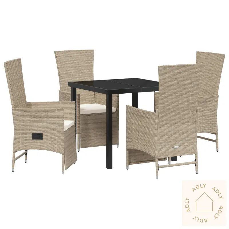 5-Delt Hage Spisestue Sett Med Puter Beige Poly Rotting