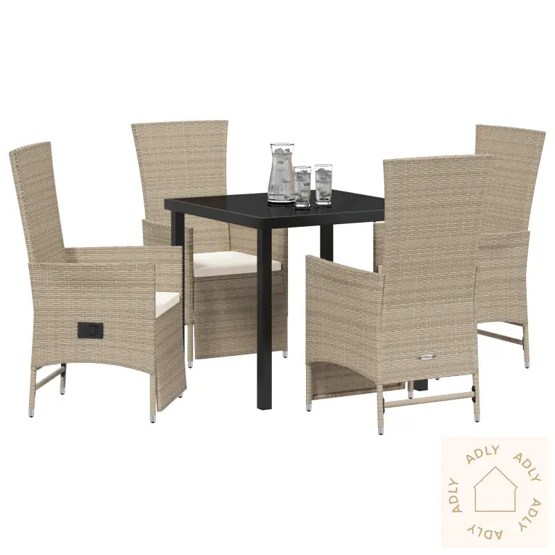 5-Delt Hage Spisestue Sett Med Puter Beige Poly Rotting