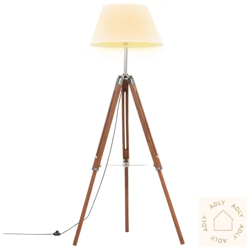 Gulvlampe Med Stativ Honningbrun Og Hvit Heltre Teak 141 Cm