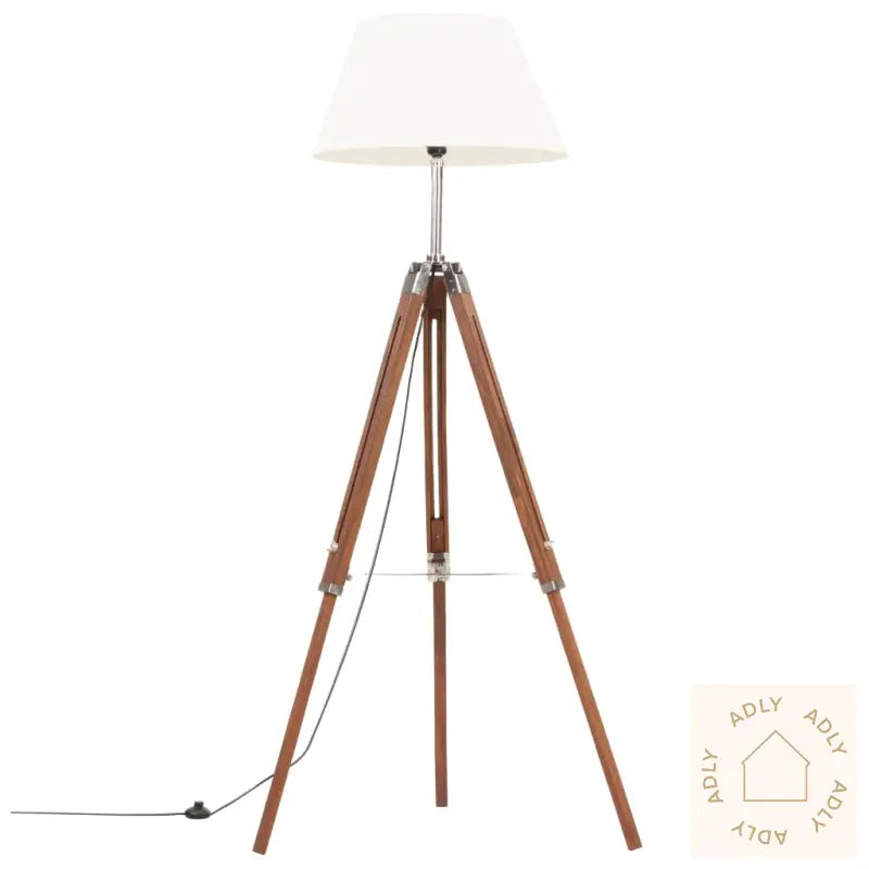 Gulvlampe Med Stativ Honningbrun Og Hvit Heltre Teak 141 Cm