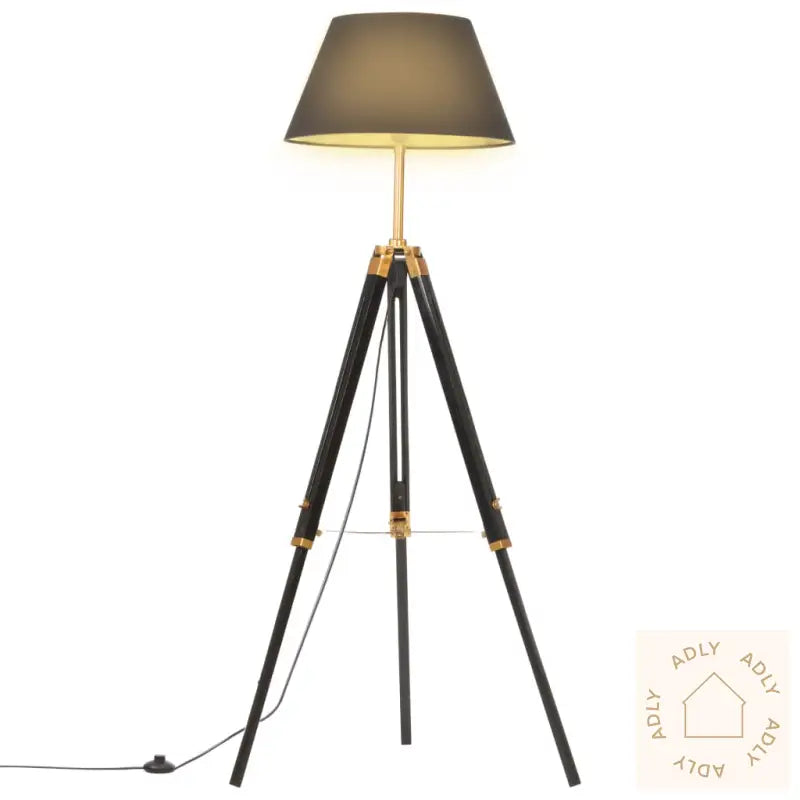 Gulvlampe Med Stativ Svart Og Gull Heltre Teak 141 Cm