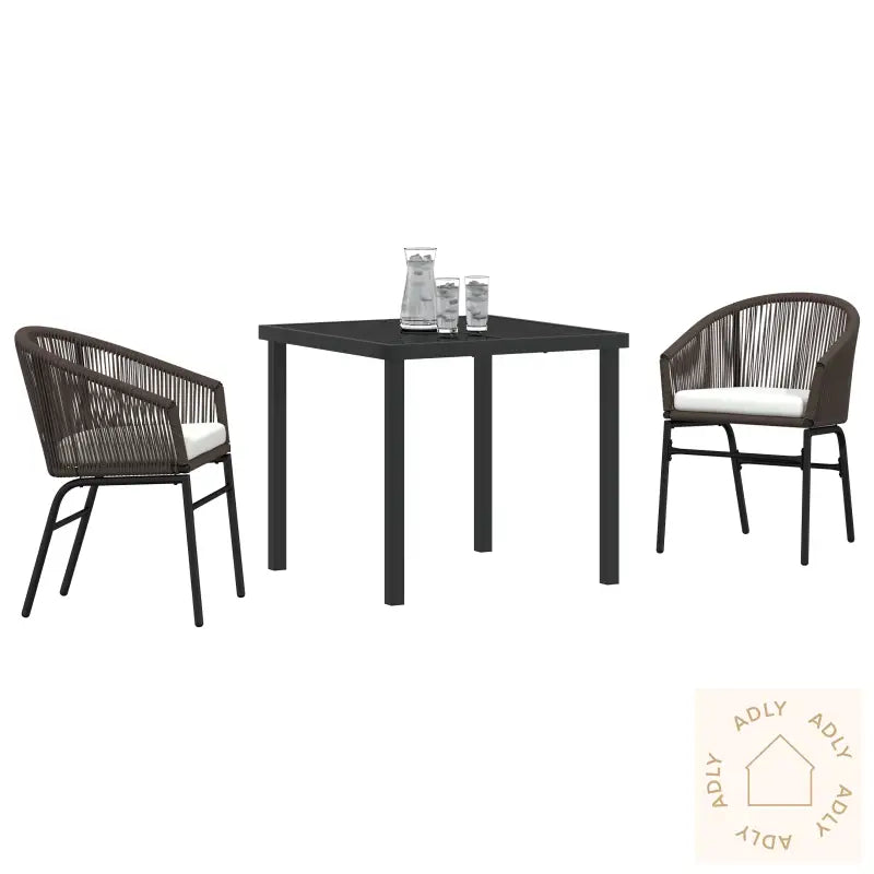 3-Delt Hagespisesett I Brun Poly-Rattan