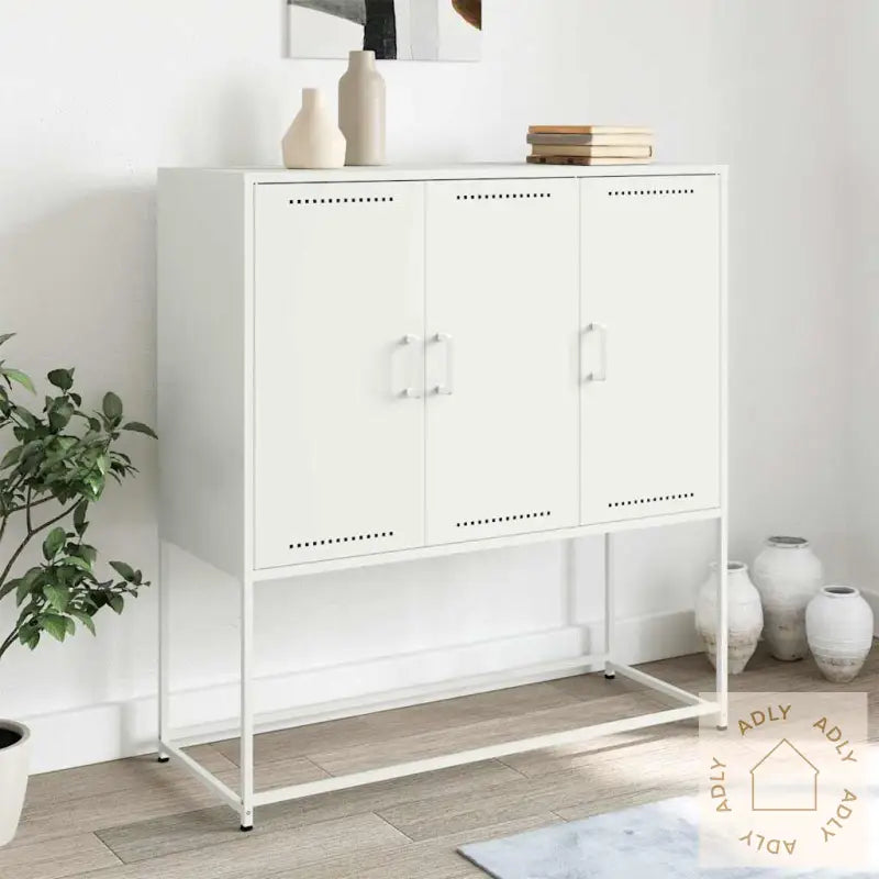 Highboard Hvit 100,5X39X107 Cm Stål