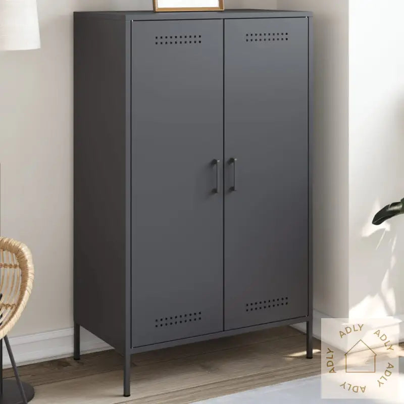 Highboard Antrasitt 68X39X113 Cm Stål