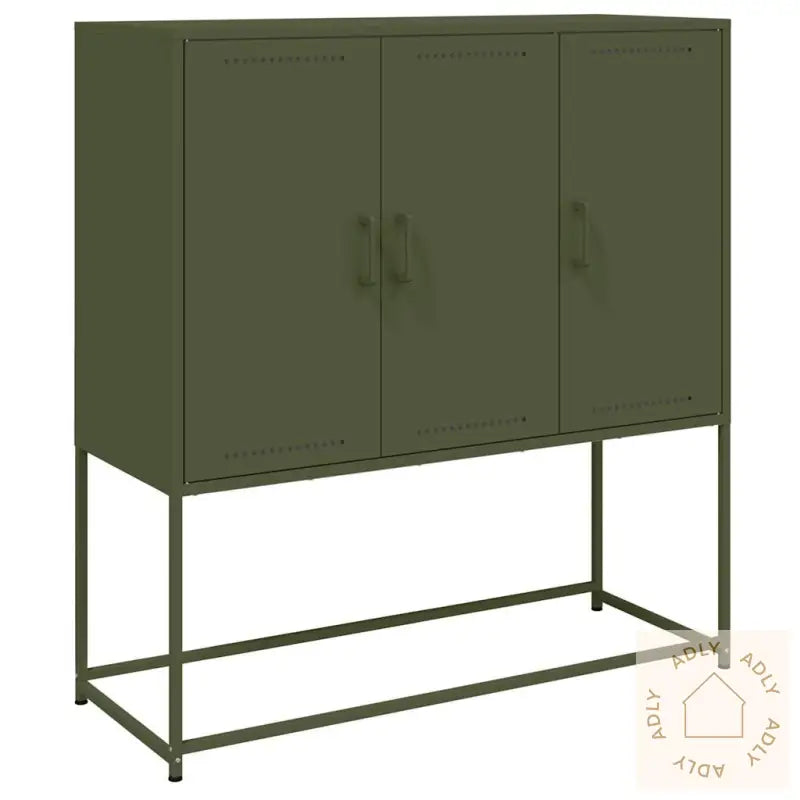 Highboard Olivengrønn 100,5X39X107 Cm Stål