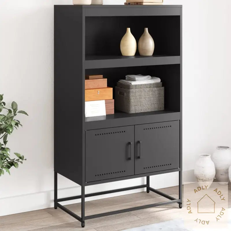 Highboard Svart 68,5X38,5X123,5 Cm Stål