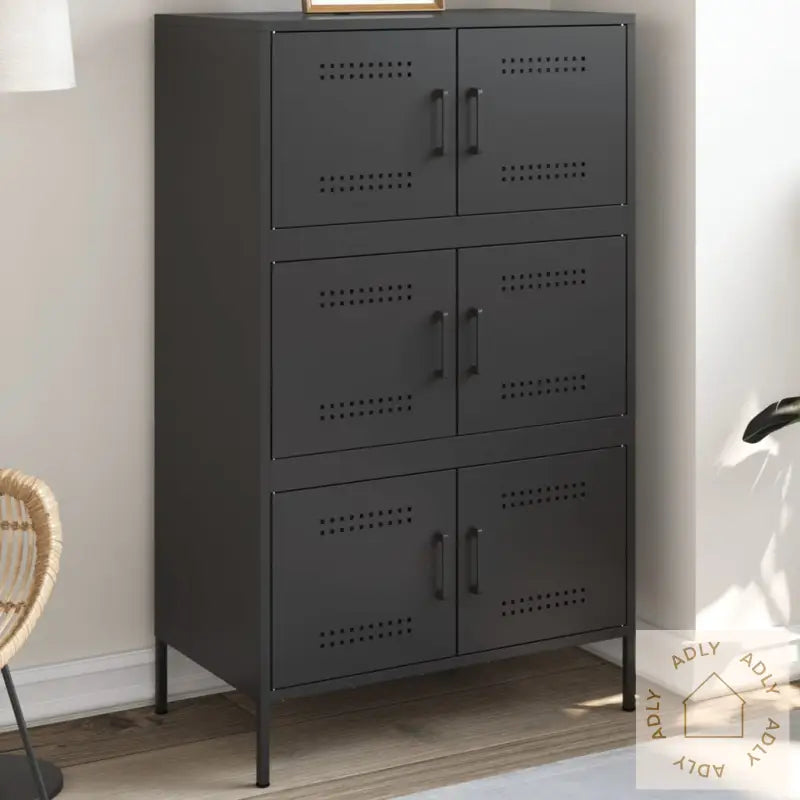Highboard Svart 68X39X113 Cm Stål