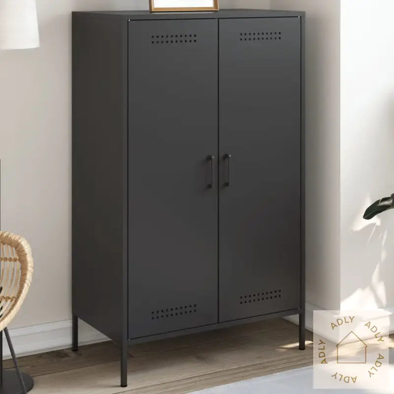 Highboard Svart 68X39X113 Cm Stål
