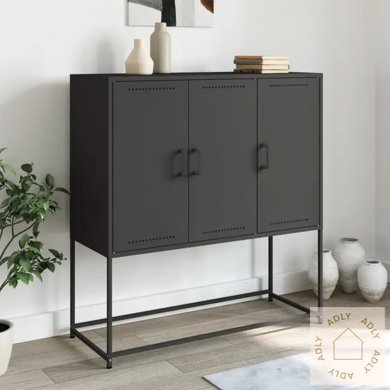 Highboard Svart 100,5X39X107 Cm Stål
