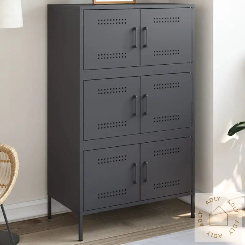 Highboard Antrasitt 68X39X113 Cm Stål