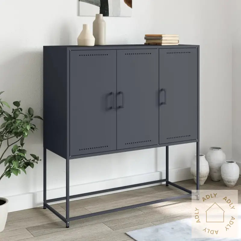 Highboard Antrasitt 100,5X39X107 Cm Stål