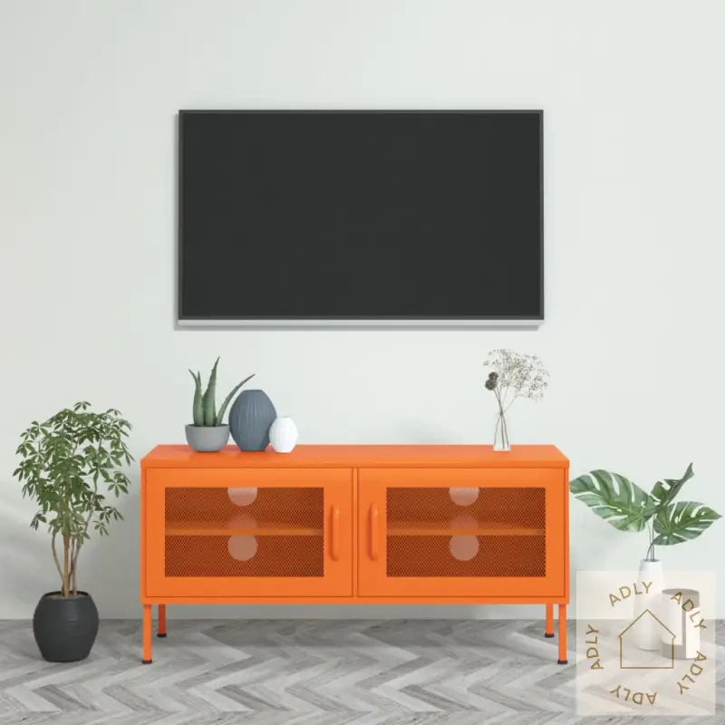 Tv-Benk Oransje 105X35X50 Cm Stål