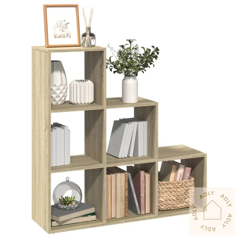 Romdeler Bokhylle 3 Lag Sonoma Eik 99X29X99 Cm Konstruert Tre