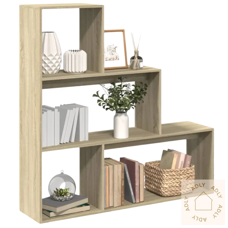 Wooden staircase bookshelf i sonoma eik, perfekt møbel til hjemmet og hagemøbler