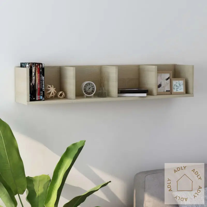 Veggmontert Cd-Hylle Sonoma Eik 100X18X18 Cm Konstruert Tre