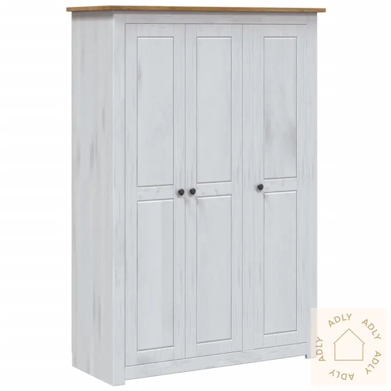 Garderobeskap 3 Dører Hvit 118X50X171,5 Cm Furu Panama Range