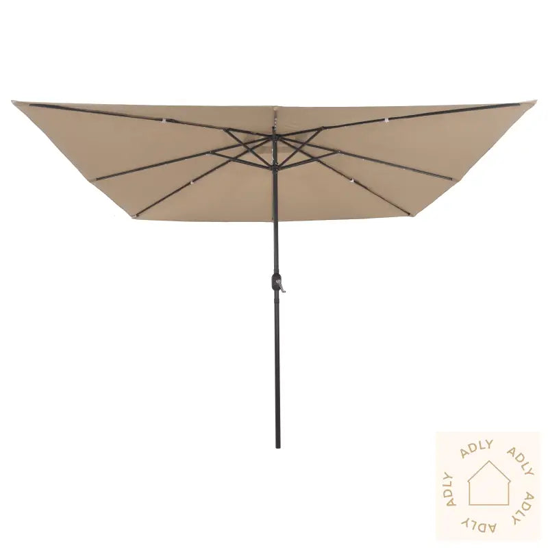 Kvadratisk Hageparasol Med Led Lys 295X245 Cm Taupe