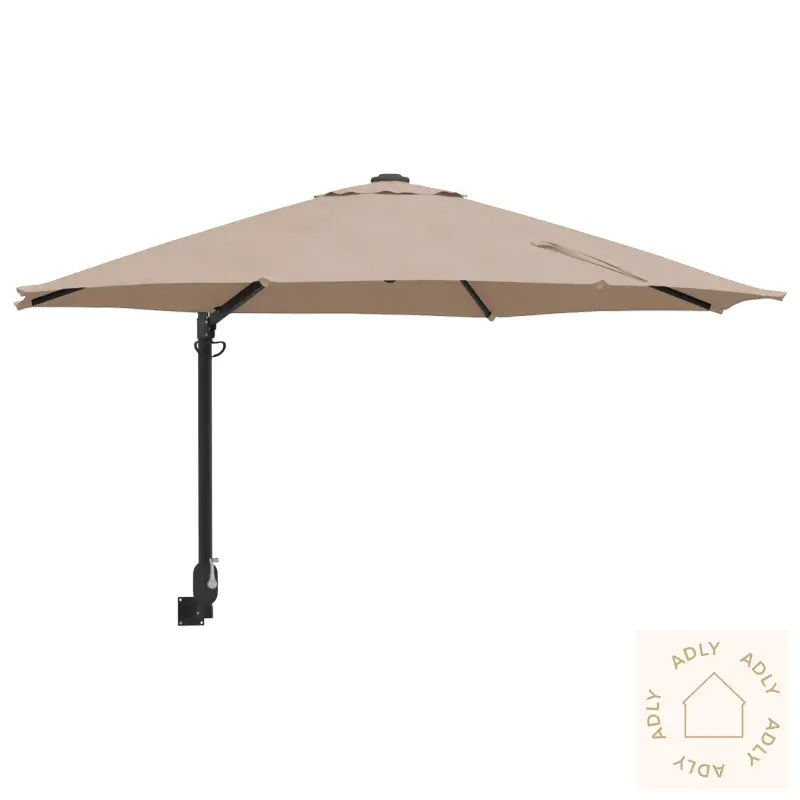 Patio-Parasoll Taupe Polyester Stor Sammenleggbar Rund
