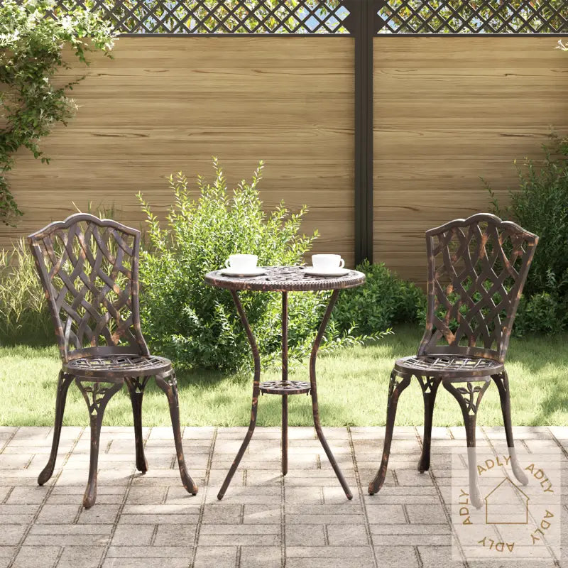 3-Delt Hage Bistrosett I Bronse Støpejern