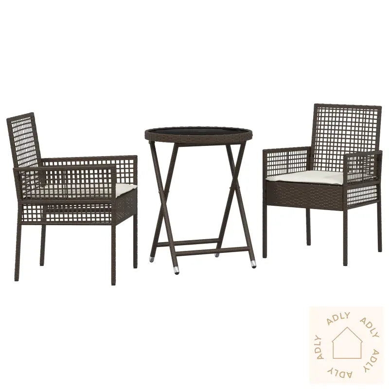 3 Deler Hage Bistrosett Med Puter Brun Polyrotting