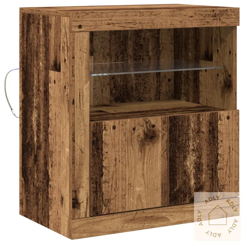 Skap Med Led-Lamper I Gammelt Tre 60,5X37X67 Cm