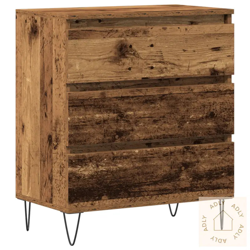 Sideboard Med Skuffer I Gammelt Tre 60X35X70 Cm Konstruert Tre