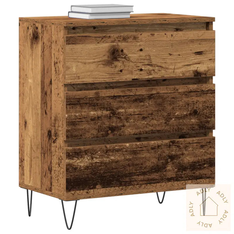 Sideboard Med Skuffer I Gammelt Tre 60X35X70 Cm Konstruert Tre