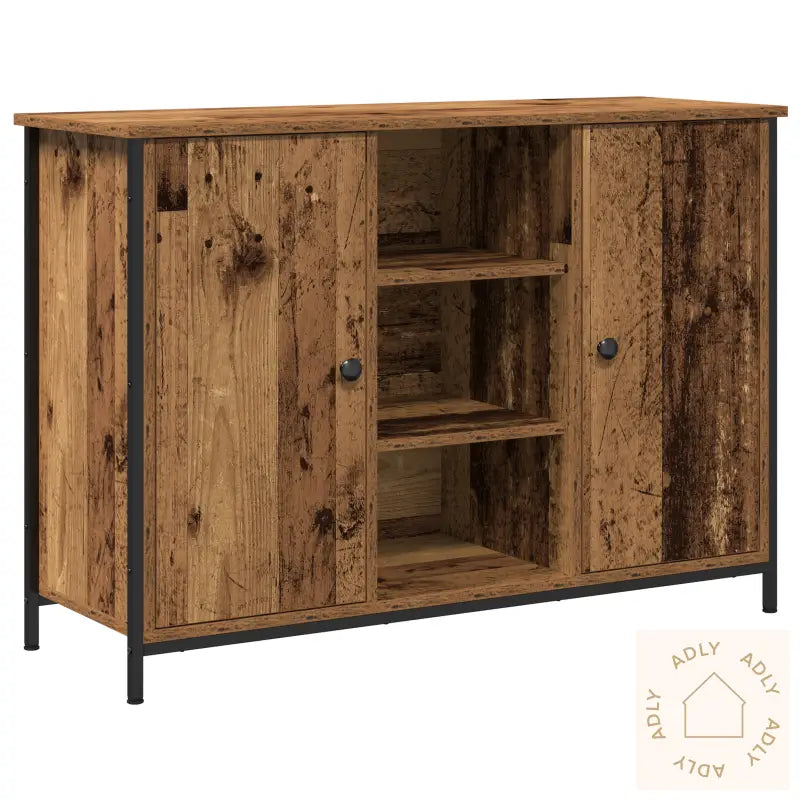 Skap I Gammelt Tre 100X35X70 Cm Laget Av Sponplater Og Stål