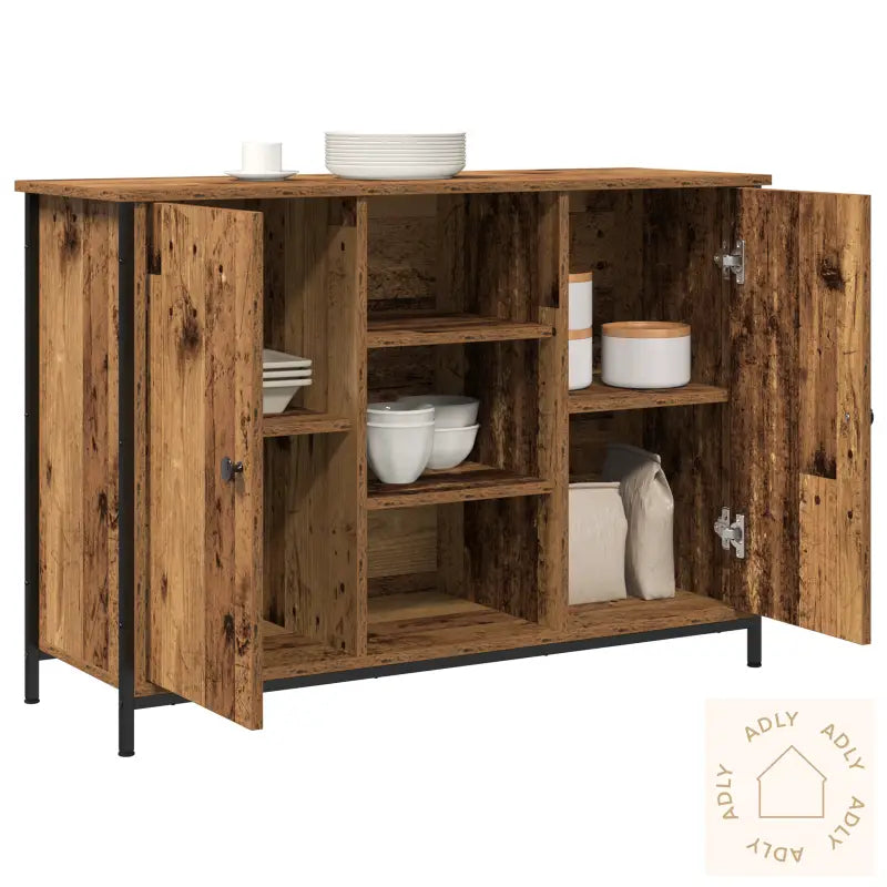 Skap I Gammelt Tre 100X35X70 Cm Laget Av Sponplater Og Stål