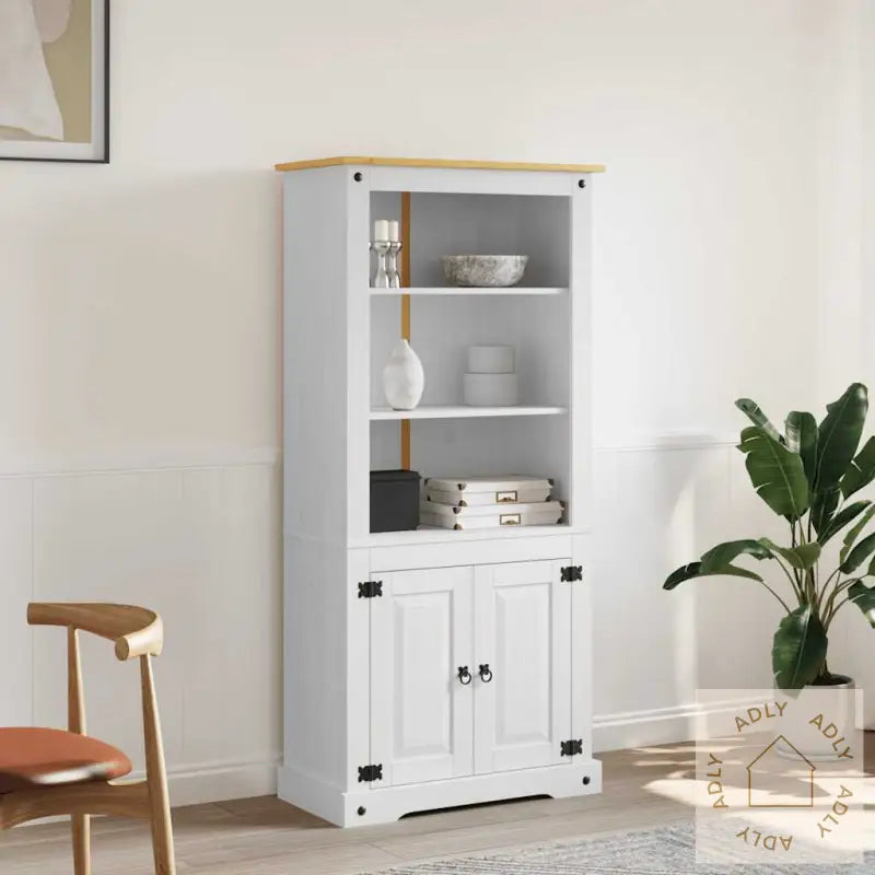 Vitrine Meksikansk Corona-Stil Furu Hvit 80X40X170 Cm