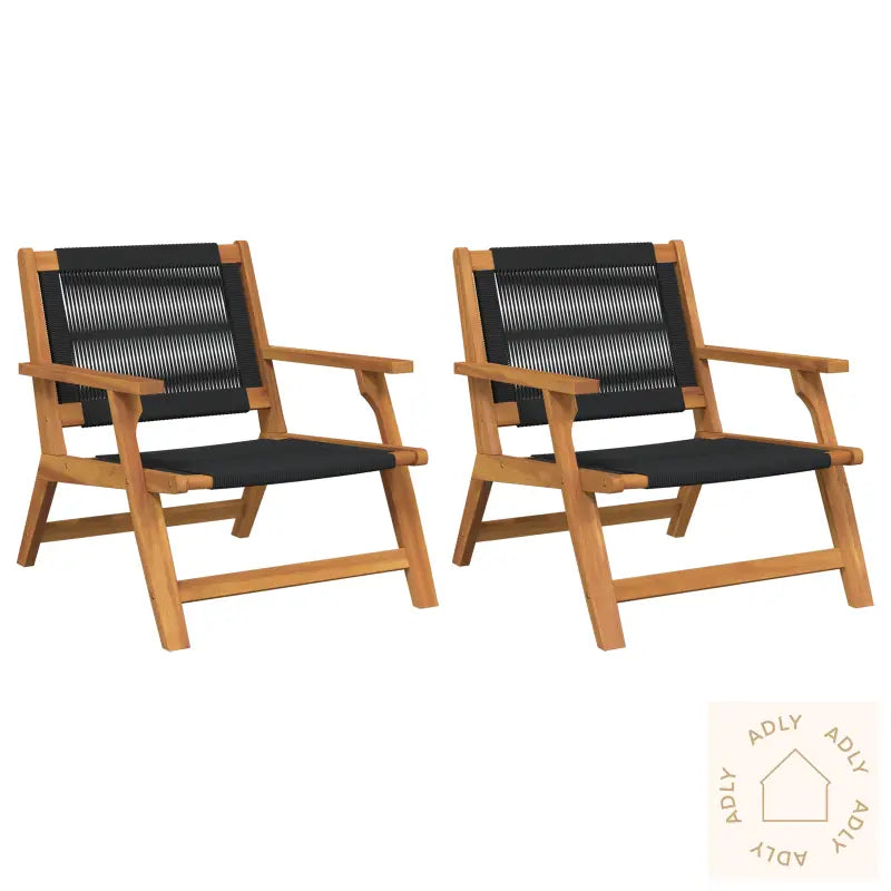 Hagemøbler 2 Stk Sort 67X77X73 Cm Massivt Akasietre