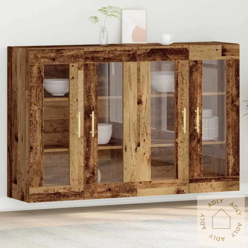 Vegghengte Skap 2 Stk I Gammelt Treverk 69,5 X 34 X 90 Cm