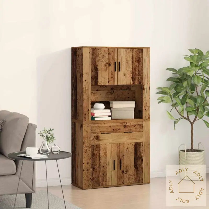 Highboard Gammelt Tre 80X33X150 Cm Ingeniørtre