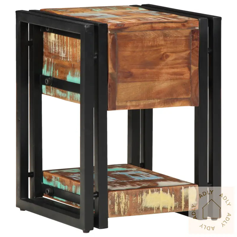 Nattbord 40X40X40 Cm Laget Av Gjenvunnet Massivt Tre