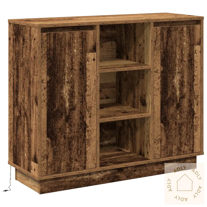 Sideboard Med Led Gamelt Tre 90X32X75 Cm Konstruert Tre