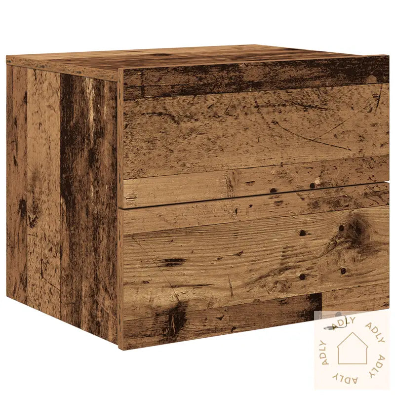 Nattbord Med Led Veggmontert Gammelt Tre 50X39X41 Cm