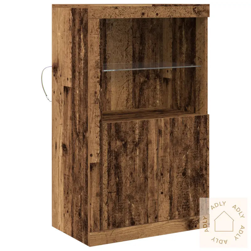 Sideboard Med Led Lys Gamle Tre 60,5X37X100 Cm