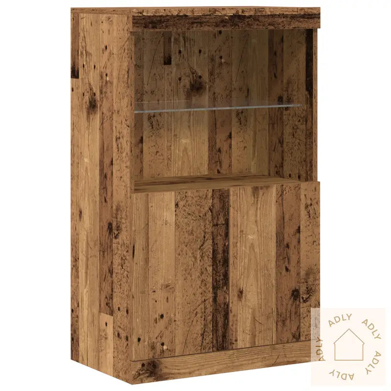Sideboard Med Led-Lys Gamle Tre 60X37X100 Cm