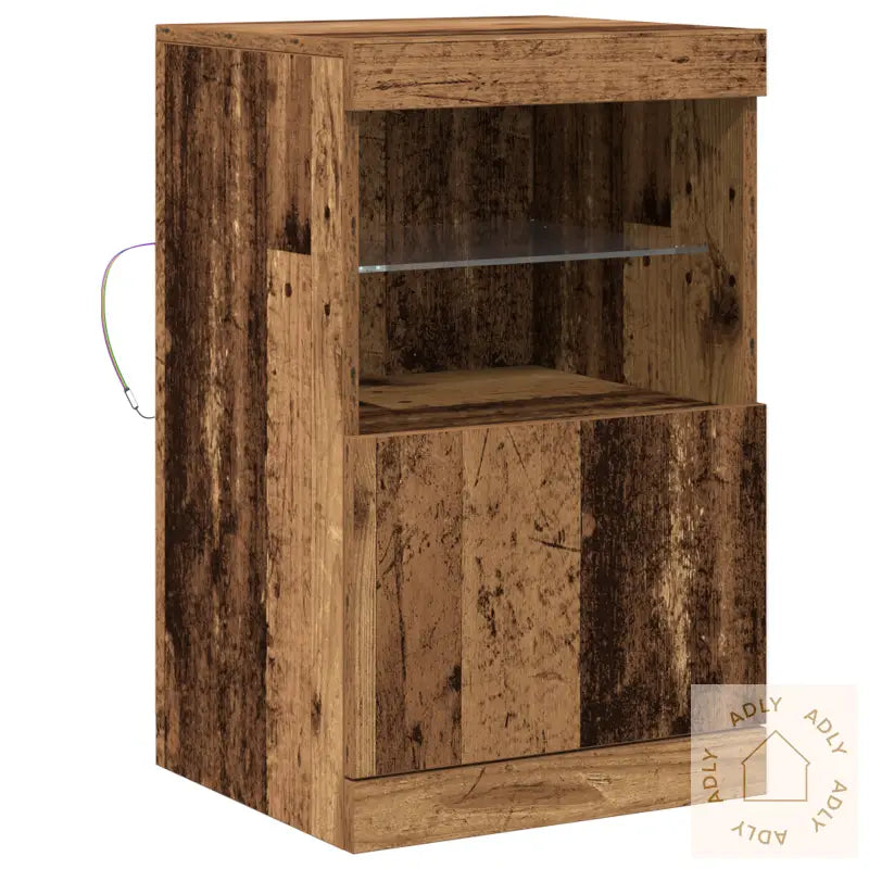 Sideboard Med Led Lys Gamle Tre 41X37X67 Cm