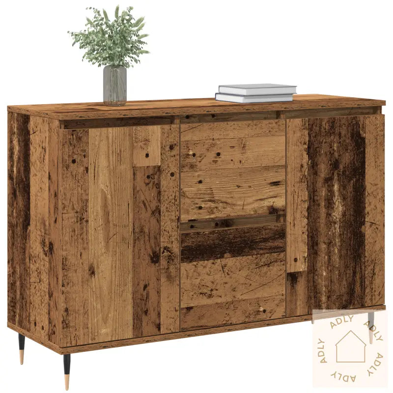 Sideboard Med Dører Og Skuffer Gamle Tre 101,5X35X70 Cm