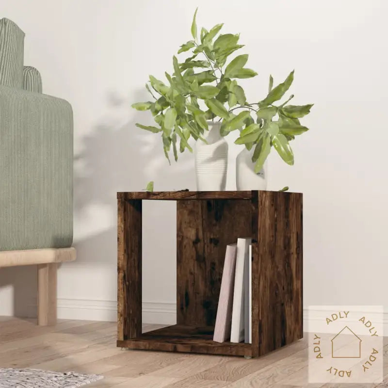 Sidebord Røkt Eik 33X33X34,5 Cm Konstruert Tre