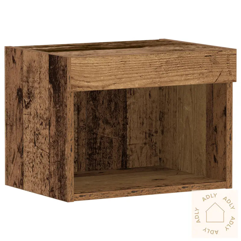 Veggskap Med Led-Lamper Gamle Treverk 40X30X30 Cm