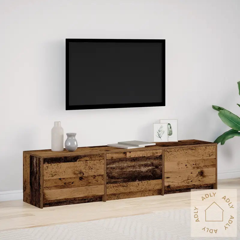 Tv-Stativ Med Led Gammelt Tre 162.5X34X40 Cm Ingeniørtre