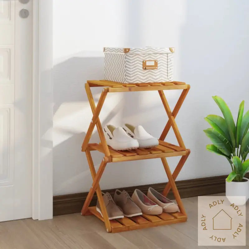 Sammenleggbar Hylle 3 Lag Brun 43X31X63 Cm Heltre Akasie