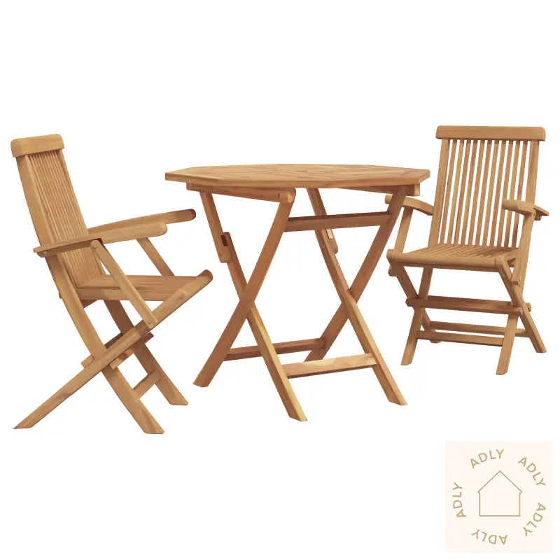 3-Delt Sammenleggbar Hage Bistro Set Solid Tre Akasie