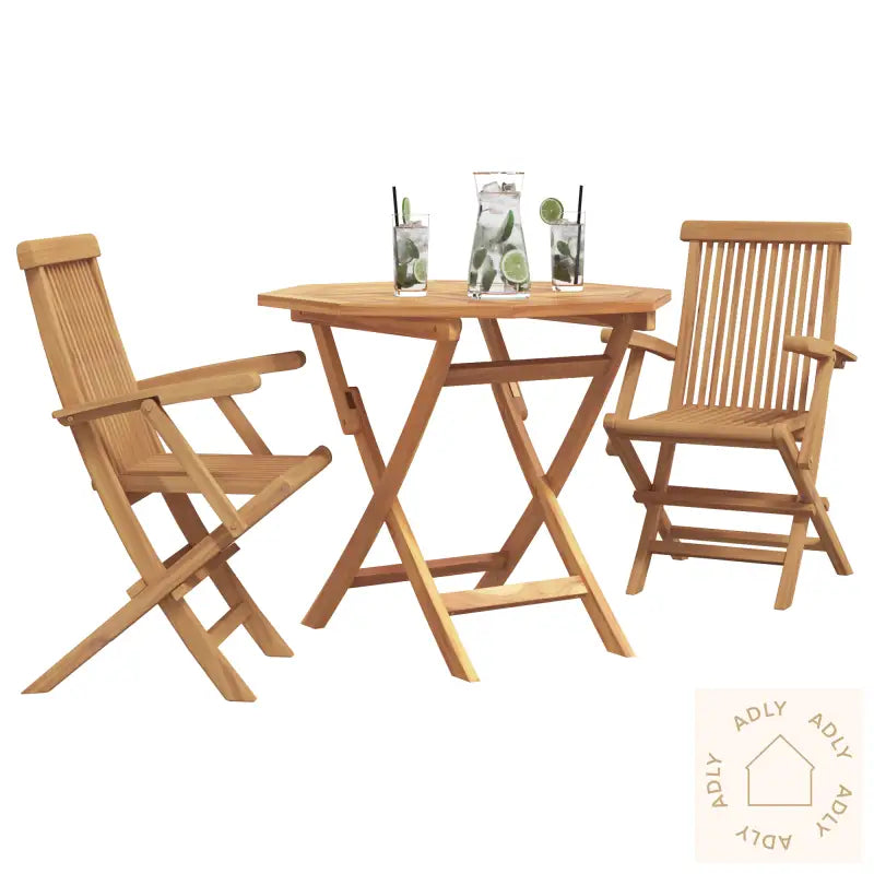 3-Delt Sammenleggbar Hage Bistro Set Solid Tre Akasie
